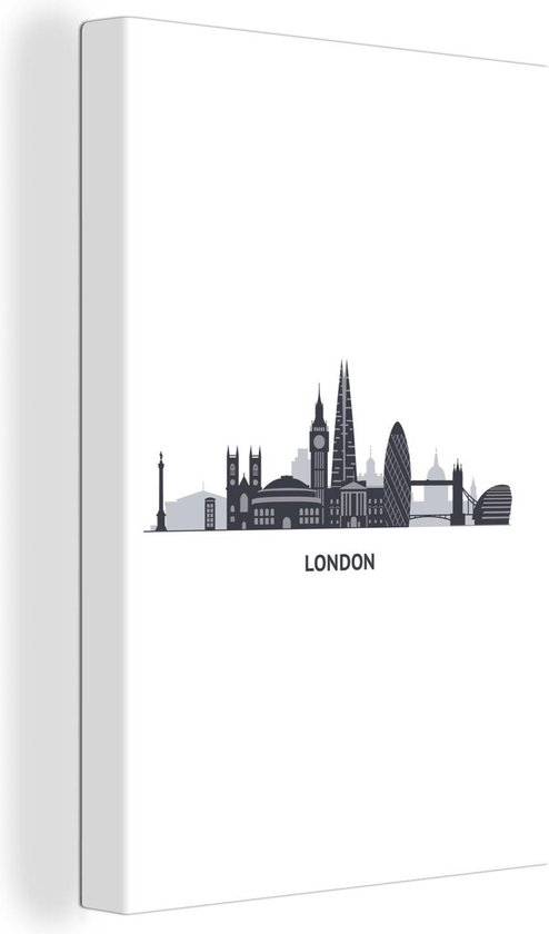 Illustration skyline 'Londres' sur fond blanc 20x30 cm - petit - Tirage photo sur toile (Décoration murale salon / chambre)