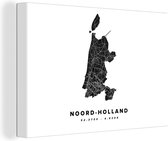 Canvas Schilderij Noord-Holland - Nederland - Wegenkaart - 30x20 cm - Wanddecoratie