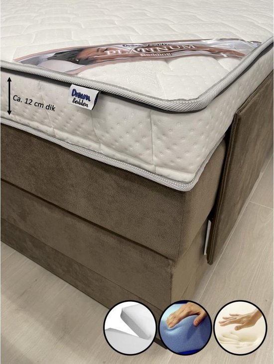 Splittopper 2-zijdig  180x220 - Platinum - 12 cm dik - Bamboo Hoes - HR55 Koudschuim & Nasa Traagschuim - Topdekmatras