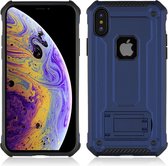 Apple iPhone X/10 Hoesje - Mobigear - Armor Stand Serie - Hardcase Backcover - Blauw - Hoesje Geschikt Voor Apple iPhone X/10