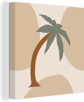 Canvas Schilderij Palmboom - Pastel - Zomer - 50x50 cm - Wanddecoratie