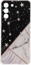 Shop4 - Samsung Galaxy S21 FE Hoesje - Zachte Back Case TPU Siliconen Marmer en Sterrenhemel