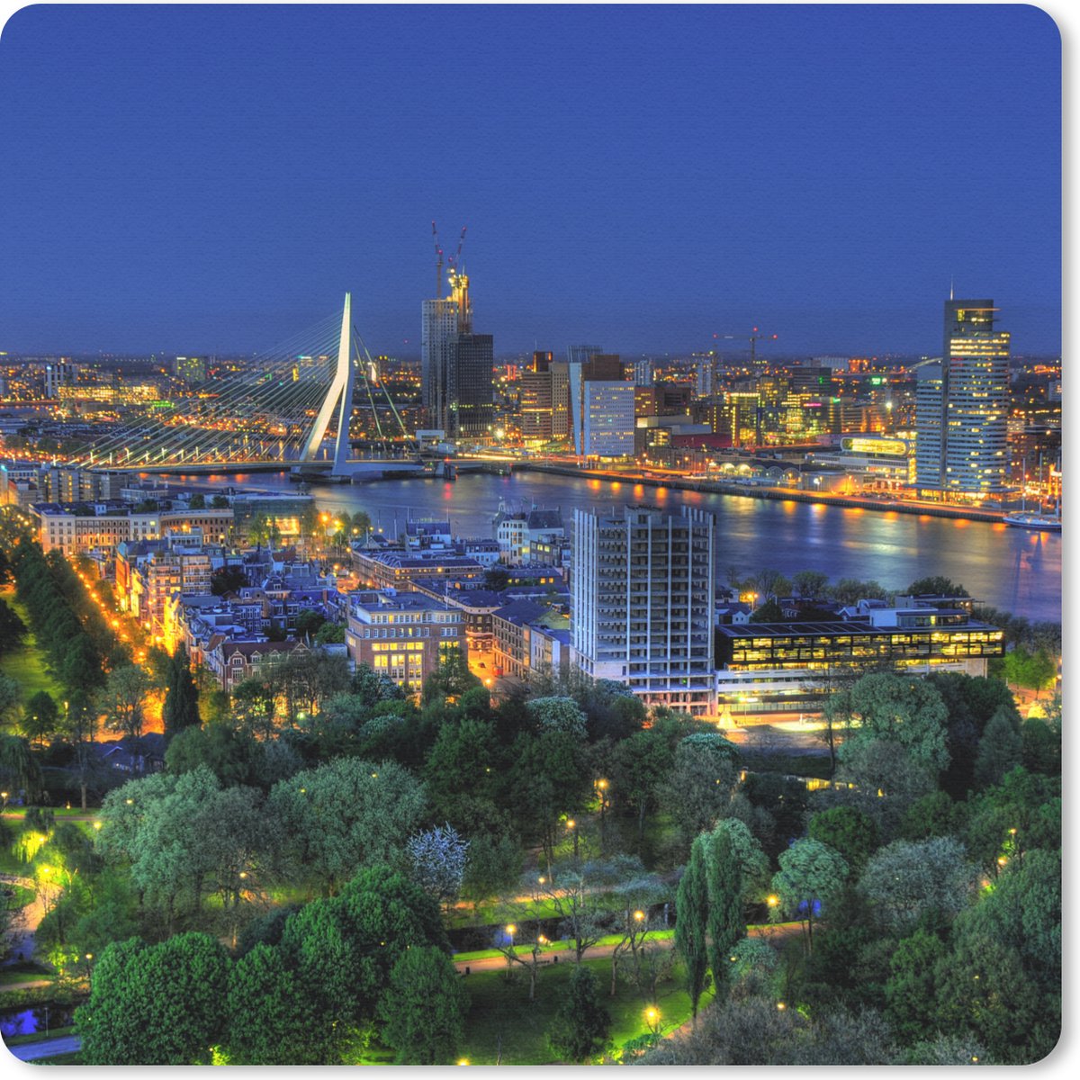 Muismat 20x20 cm - Mousepad Rotterdam - Nederland - Skyline - Muismatten