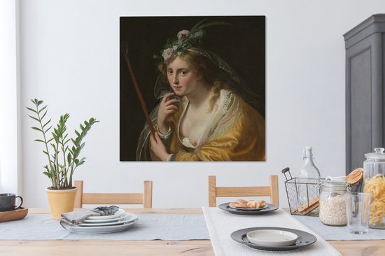 Tableau sur Toile Une Bergère - Peinture de Paulus Moreelse - 90x90 cm - Décoration murale