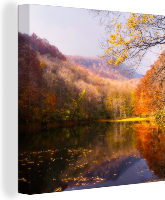 Toile Peinture Nature - Forêt - Automne - 20x20 cm - Décoration murale