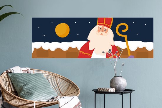 Muurstickers - Sticker Folie - Sinterklaas - Kinderen - Sint - Kind - Jongens - Meisjes - Kindje - 90x30 cm - Plakfolie - Muurstickers Kinderkamer - Zelfklevend Behang
