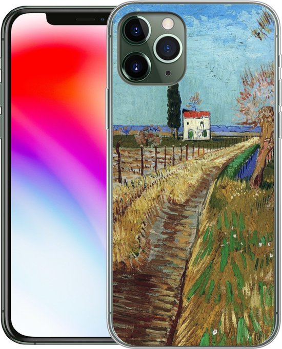 Telefoonhoesje Geschikt voor iPhone 11 Pro hoesje - Pad door een veld met wilgen - Vincent van Gogh - Siliconen Telefoonhoesje Telefoonhoesje