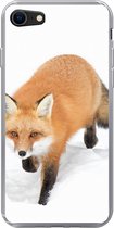 Geschikt voor iPhone SE 2020 hoesje - Vos - Sneeuw - Winter - Siliconen Telefoonhoesje