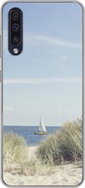 Geschikt voor Samsung Galaxy A50 hoesje - Noordzee - Duinen - Boot - Siliconen Telefoonhoesje