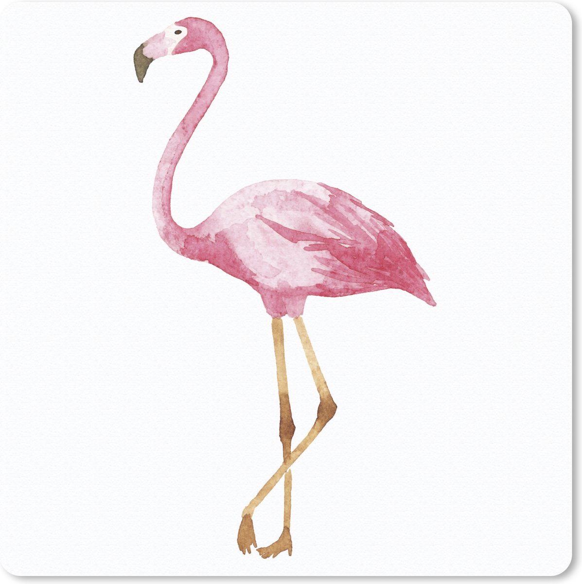 Muismat 30x30 cm - Mousepad Flamingo - Waterverf - Roze - Muismatten
