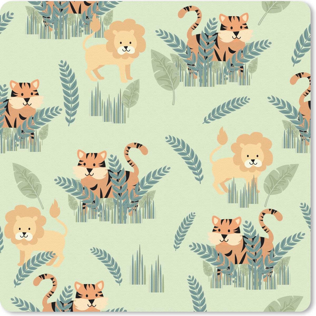 Muismat 30x30 cm - Mousepad Geïllustreerd patroon van safaridieren - Muismatten