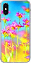 Geschikt voor iPhone X hoesje - Bloemen - Kunst - Psychedelisch - Siliconen Telefoonhoesje