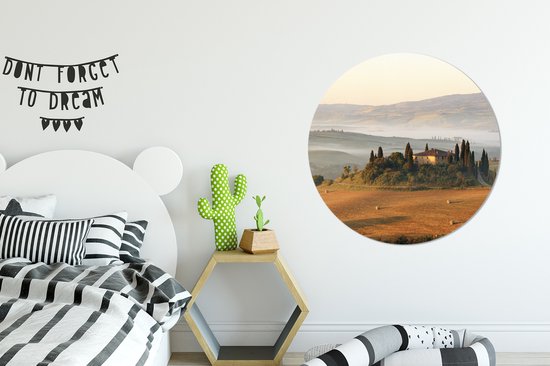Cercle mural - Cercle mural - Toscane - Paysage - Italie - Aluminium - ⌀ 90 cm - Intérieur et extérieur
