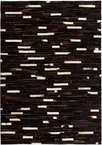 Medina Vloerkleed streep patchwork 160x230 cm echt leer zwart/wit