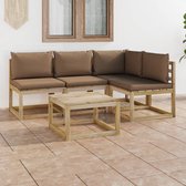 Decoways - 5-delige Loungeset met taupe kussens