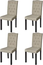 Eetkamerstoelen antieke stijl stof beige 4 st