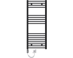 ECD Germany Badkamerverwarmer elektrisch 500 x 1200 mm antraciet recht met zijaansluiting incl. verwarmingsstang 1200W chroom - radiator verwarming handdoekdroger handdoekendroger radiator