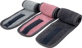 HOMELEVEL set van 3 haarbanden - Badstof van 100% katoen - Voor make-up, gezichtsreiniging, gezichtsmasker, sporten - In grijs/roze/lichtgrijs