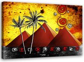 Trend24 - Canvas Schilderij - Egyptische Piramides - Schilderijen - Oosters - 90x60x2 cm - Bruin