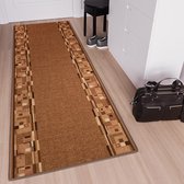 Tapiso Antislip Rubber Mat Beige Licht Bruin Klassiek Rubbermat Tapijt Maat- 100x550