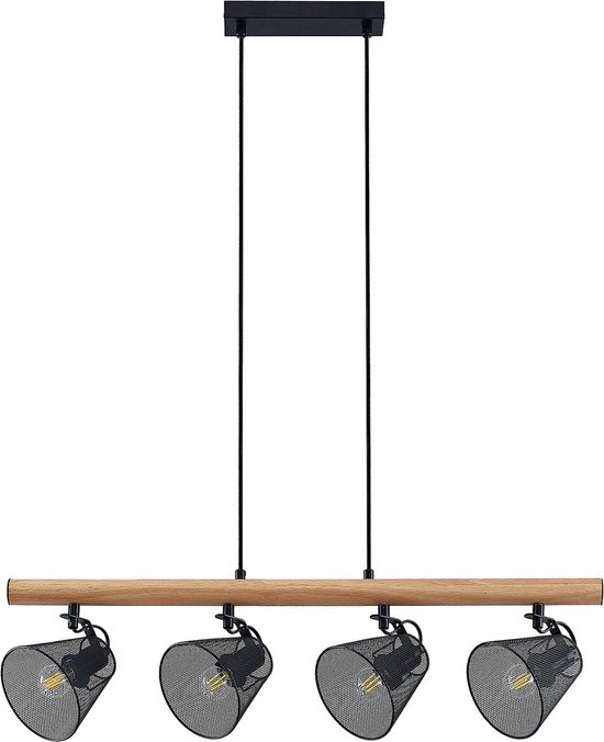 Lindby - hanglamp - 4 lichts - staal - E14 - zwart