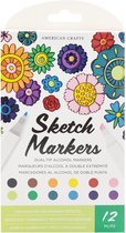 American Crafts Sketch Markers - Dubbele Punt - Value pack - 12 stuks