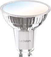 Ledvion Smart CCT GU10 LED Spot, 2700-6500K, dimbaar, WLAN-verlichting, Wifi-licht, 5W, 345 Lumen, compatibel met o.a. Alexa en Google Home