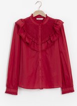 Sissy-Boy - Rode blouse met kanten details en ruffles
