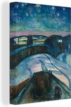 Canvas Schilderij Starry night - Schilderij van Edvard Munch - 60x80 cm - Wanddecoratie