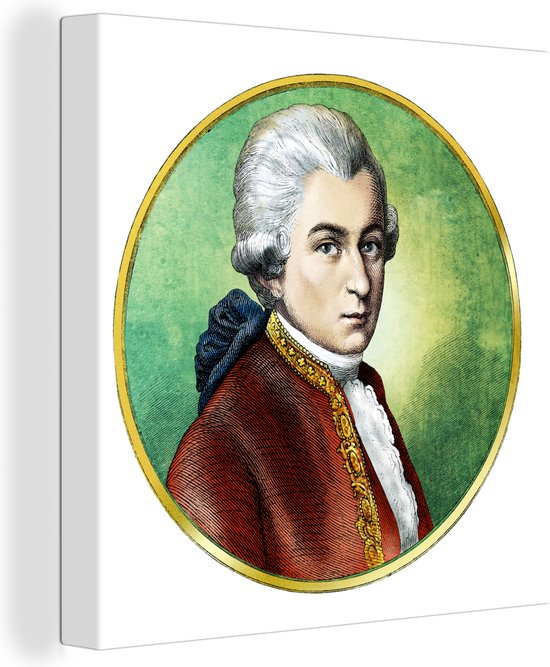 Canvas Schilderij Kleurrijk  Wolfgang Amadeus Mozart - Wanddecoratie