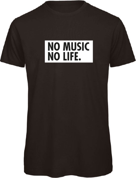 T-shirt Zwart M - no music no life - wit - soBAD. | Kleding | T-shirt unisex | T-shirt man | T-shirt dames | Muziek