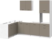 EXTRA - Complete hoekkeuken met kolom L 300cm - Kleigrijs mat