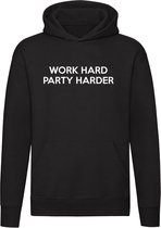 Work Hard Party Harder | Unisex | Trui | Sweater | Hoodie | Capuchon | Zwart | Werk Hard Feest Harder | Vakantie | Borrel | Kroeg | Bar | Festival