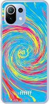 6F hoesje - geschikt voor Xiaomi Mi 11 Lite -  Transparant TPU Case - Swirl Tie Dye #ffffff