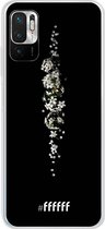 6F hoesje - geschikt voor Xiaomi Redmi Note 10 5G -  Transparant TPU Case - White flowers in the dark #ffffff