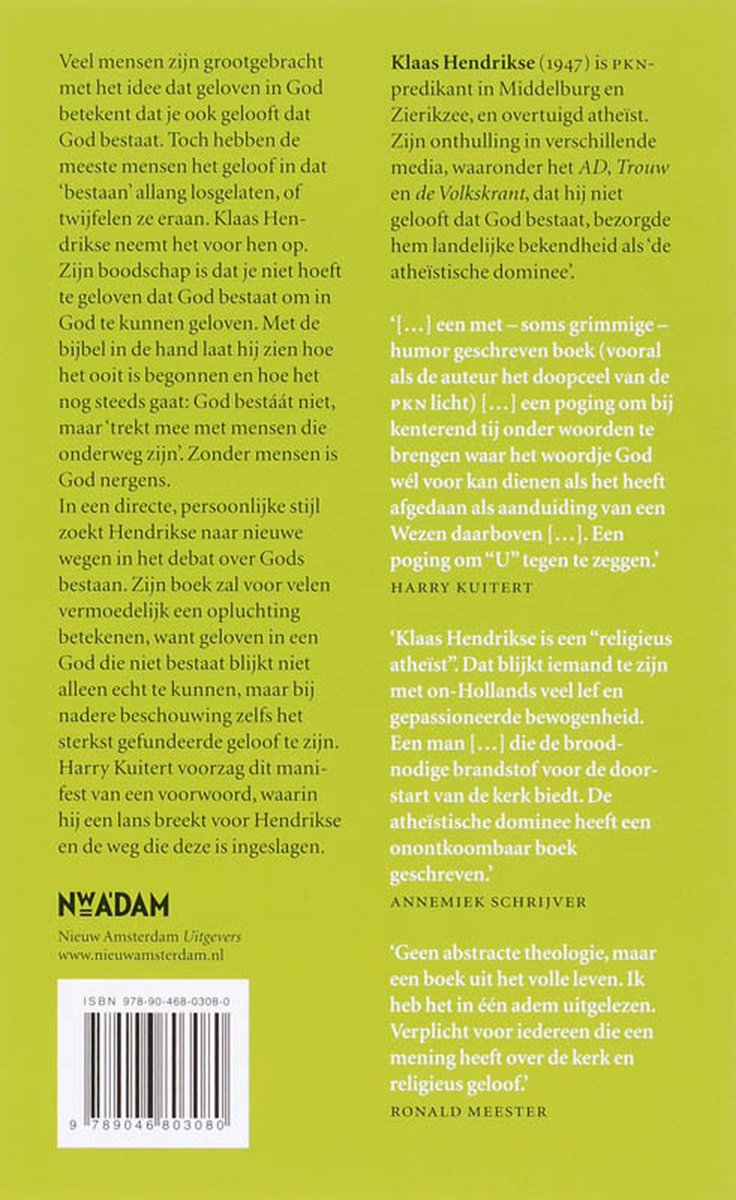 Geloven in een God die niet bestaat - back cover