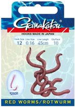 Gamakatsu Onderlijnen Red Worm Haak 5260R - 45cm (10 pcs) - Maat : 45cm - haak 6 - 0.22mm