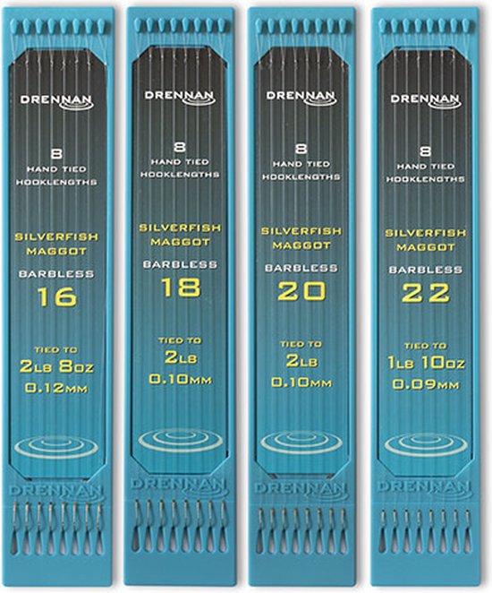 Drennan Lignes inférieures Silverfish Maggot Barbless 15cm - Taille : hameçon 20 - 0.10mm