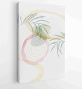 Canvas schilderij - Summer tropical wall arts vector. Palm leaves, coconut leaf, monstera leaf, line arts 2 -    – 1922500763 - 115*75 Vertical