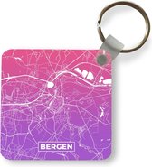 Sleutelhanger - Uitdeelcadeautjes - Stadskaart - België - Bergen - Paars - Plastic