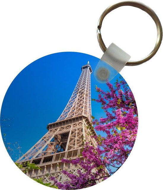 Sleutelhangers Parijs Bitterkoekje Eiffeltoren Sleutelhangers Sleutelhanger Bag Charms Kleurrijke Gouden Metalen Sleutelhanger Sleutelhanger Tool voor Vrouwen Meisjes (Paars