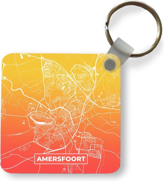 Sleutelhanger - Uitdeelcadeautjes - Stadskaart - Amersfoort - Nederland - Oranje - Plastic