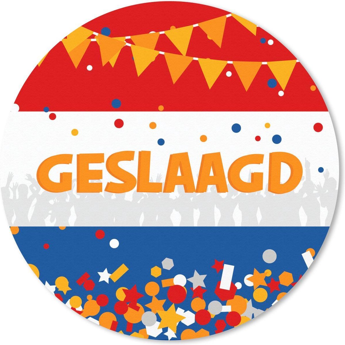 Muismat rond 40x40 cm - Mousepad Feest - 'Geslaagd' - Spreuken - Quotes - Ronde muismatten