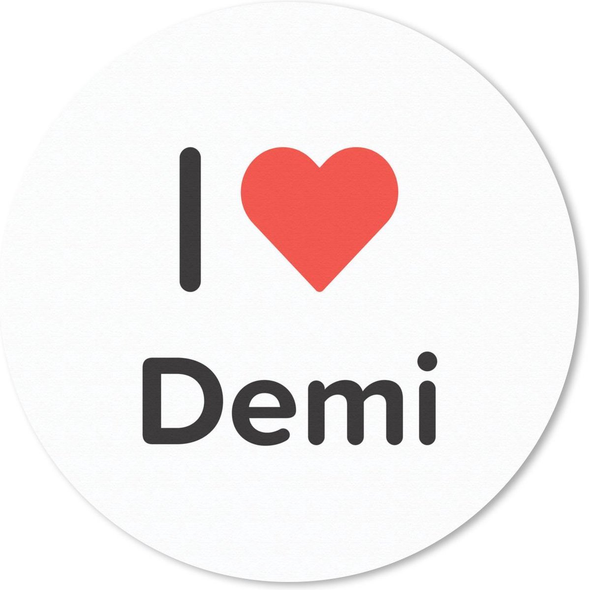 Muismat rond 20x20 cm - Mousepad I love - Demi - Meisje - Ronde muismatten