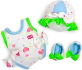 poppenkleding badjurk meisjes 38 cm PE groen/blauw