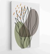 Canvas schilderij - Botanical wall art vector set. Earth tone boho foliage line art drawing with abstract shape. 3 -    – 1825140161 - 50*40 Vertical