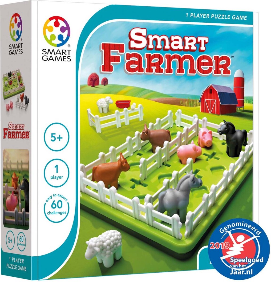 SmartGames - Smart Farmer - 60 uitdagingen - Denkspel vanaf 5 jaar met boerderijdieren - SmartGames