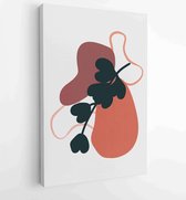 Canvas schilderij - Botanical wall art vector set. Earth tone boho foliage line art drawing with abstract shape. 1 -    – 1888031878 - 40-30 Vertical
