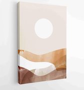 Canvas schilderij - Mountain wall art vector set. Earth tones landscapes backgrounds set with moon and sun. 1 -    – 1870239409 - 80*60 Vertical