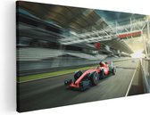Artaza Canvas Schilderij Formule 1 Auto bij de Finish in het Rood - 60x30 - Foto Op Canvas - Canvas Print